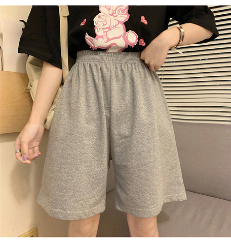 Basic Colors Elastic Waist Summer Shorts Pants