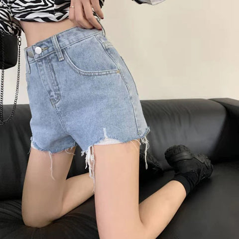 High Waist Ripped Shorts Jeans