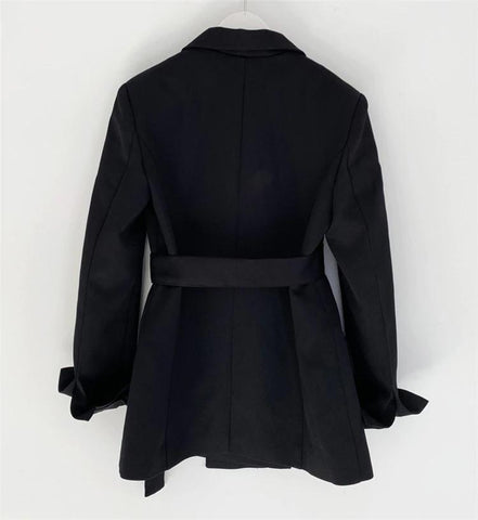 Elegant Solid Jacket With Belt