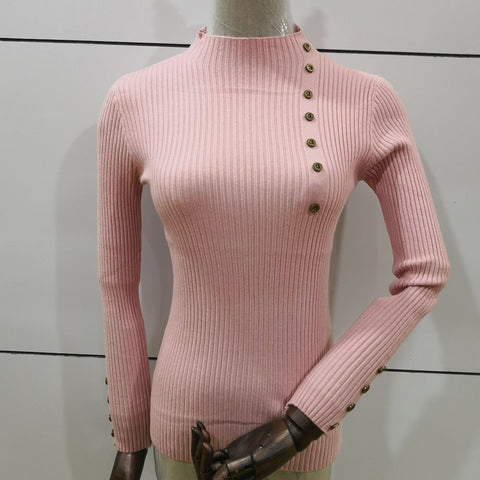 Lässiger Rollkragenpullover mit Knopfdesign