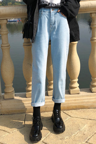 4 Colors Elastic Waist Long Jeans Pants