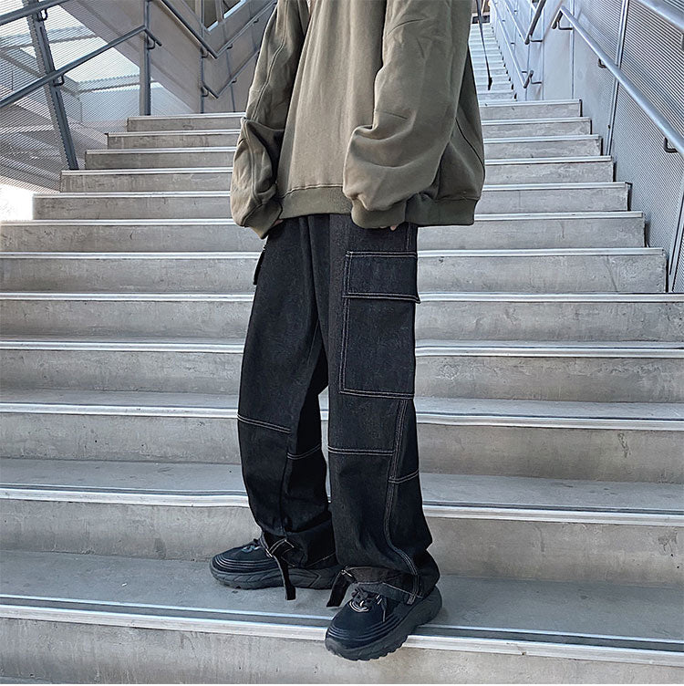 Wide Leg Hip Hop Cargo Jeans Long Pants
