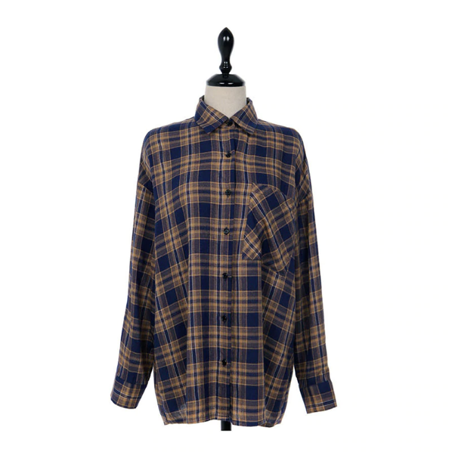 Vintage Flanell Langarm Blusen Hemd