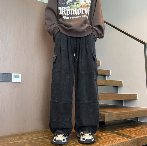 Hip Hop Patchwork Cargo Pockets Men Pants