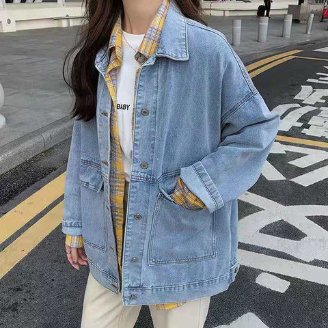 Loose Double Pocket Jeans Jacket