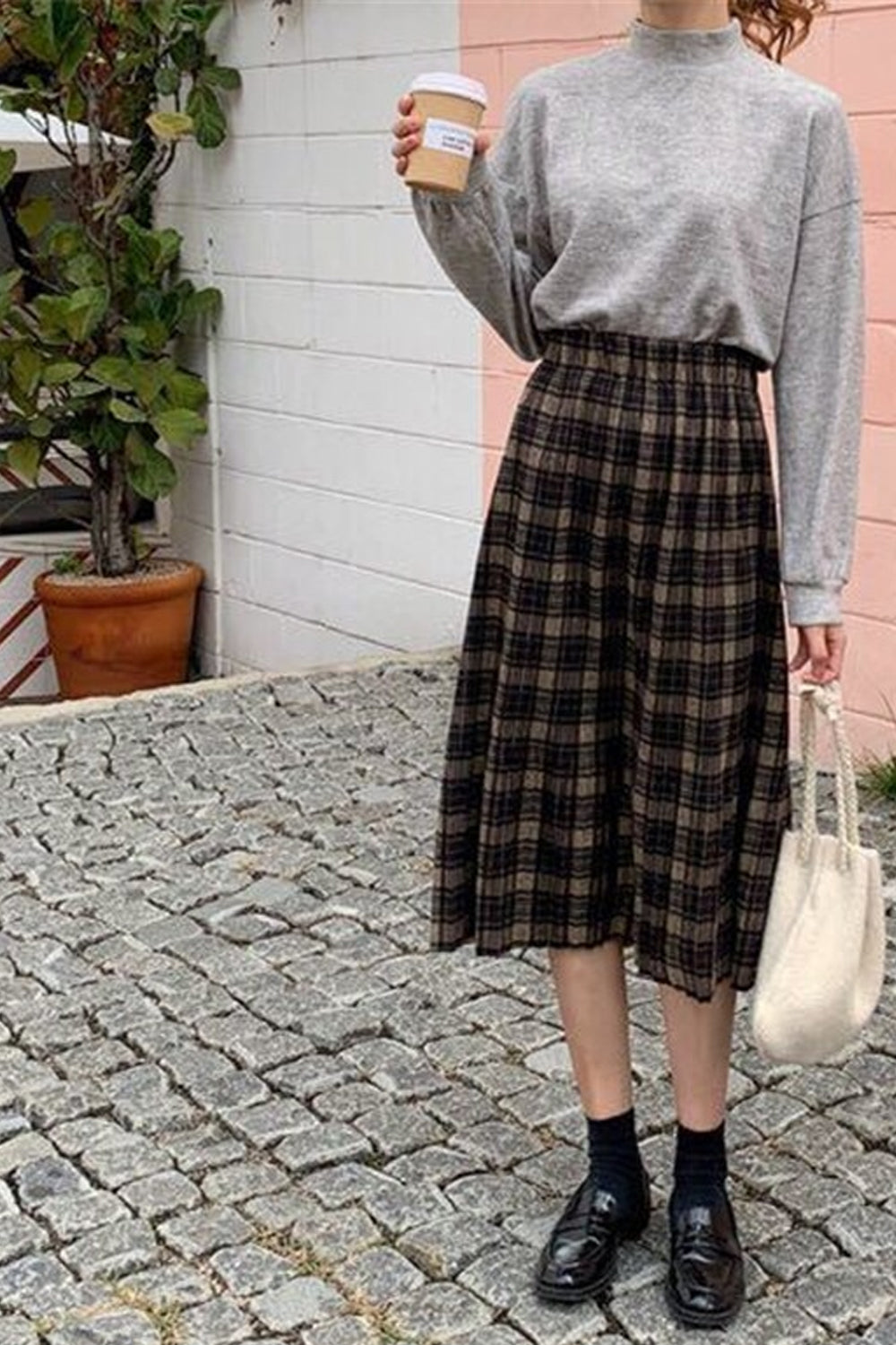 High Waist Retro Wool Pleated Skirts