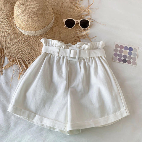 Belted Casual Elastic Summer Shorts