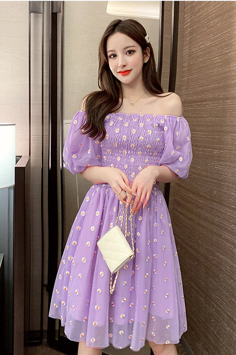 Ruffles Daisy Floral Pattern Sexy Dress