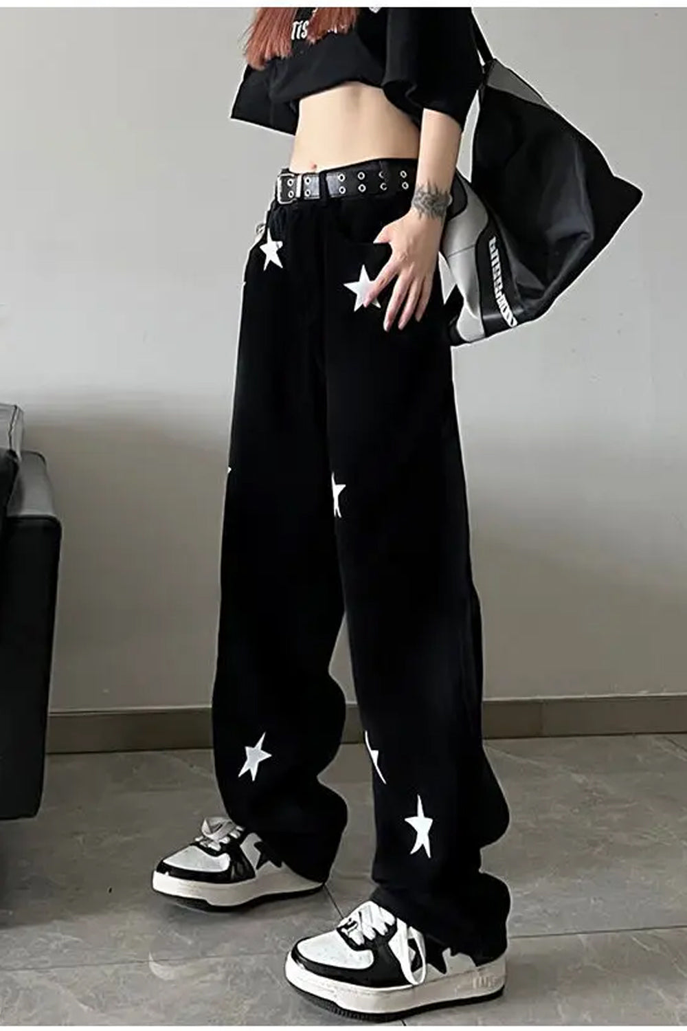 High Waist Stars Pattern Jeans Pants