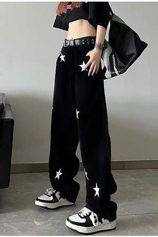 High Waist Stars Pattern Jeans Pants