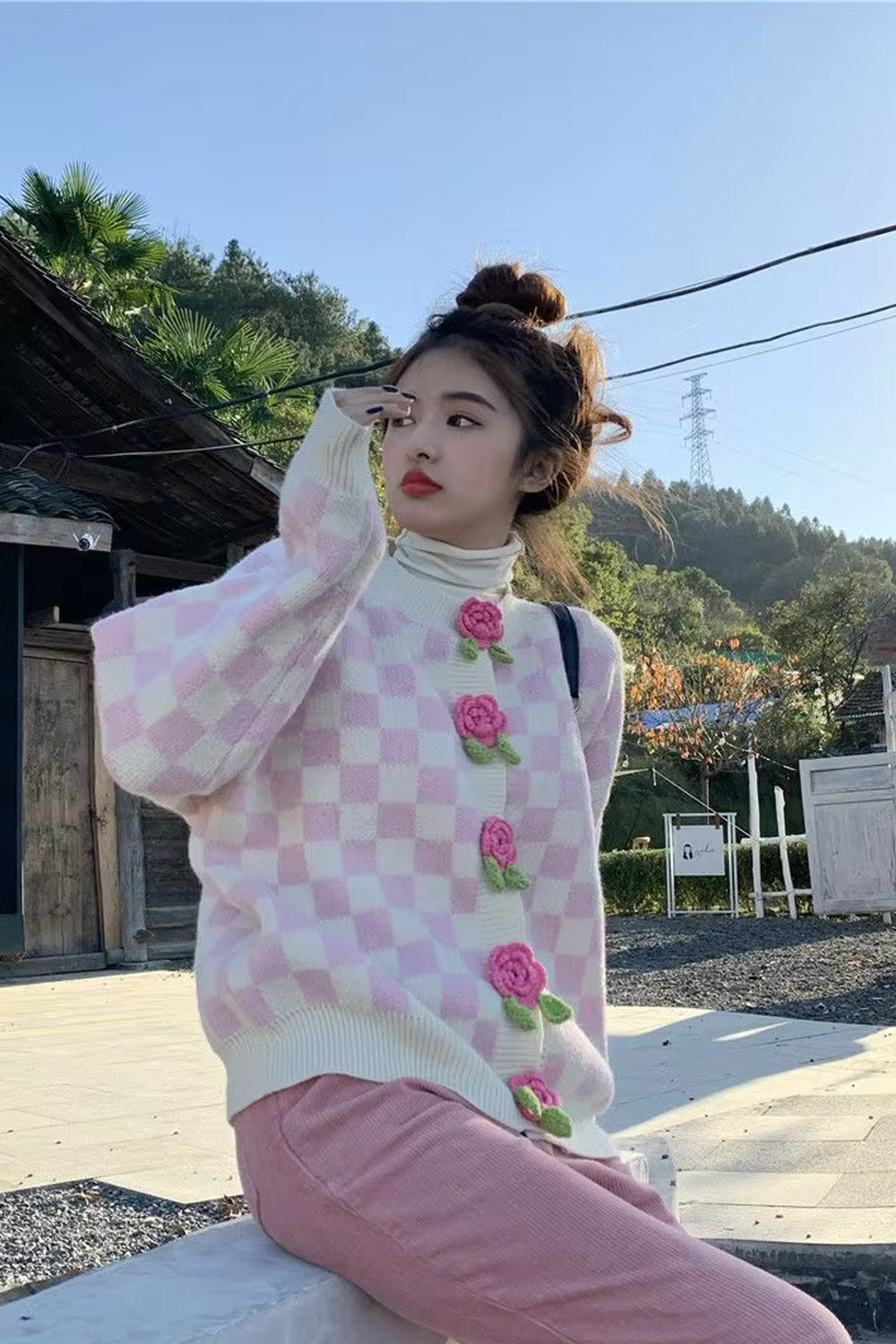 Long Sleeve 3D Flowers Cardigan Sweater