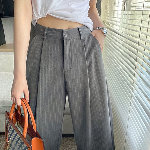 Long Casual Striped Wide Leg Pants