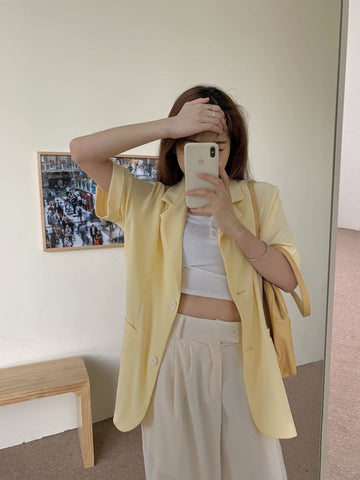 Sweet Colors Loose Short Sleeve Blazer