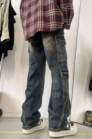 Hip Hop Cargo Pockets Long Men Jeans Pants