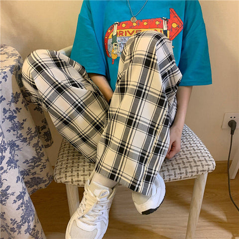 Loose Retro Hip Hop Plaid Pants