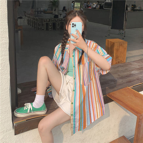 Camisa blusa vintage de rayas retro 