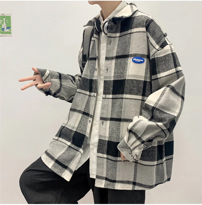 Vintage Plaid Flannel Thick Style Long Sleeve Shirt