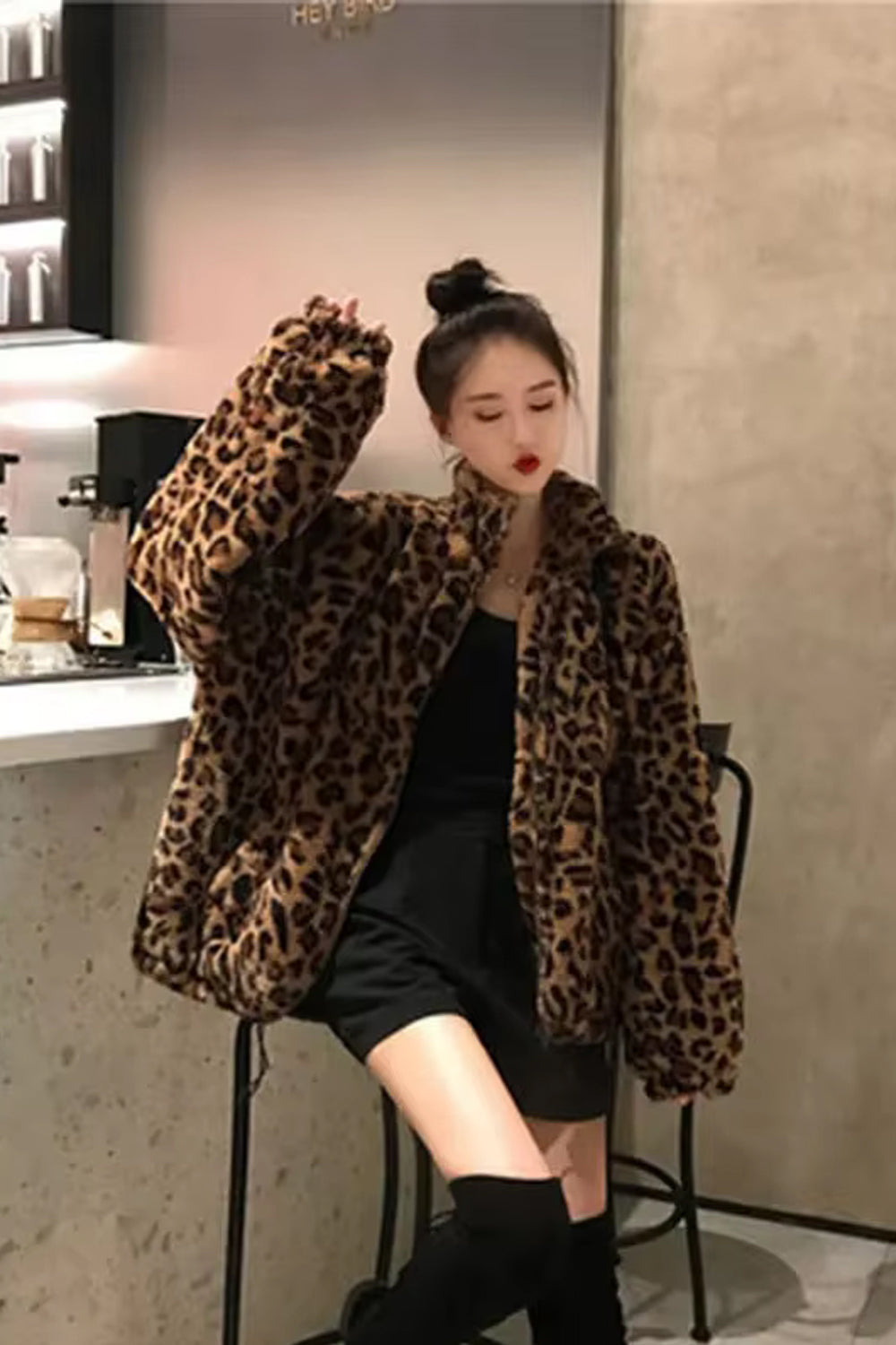 Casual Leopard Pattern Zipper Jacket