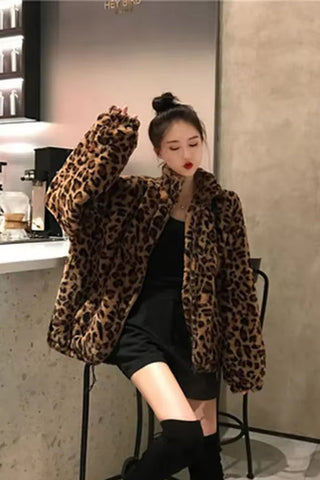 Casual Leopard Pattern Zipper Jacket
