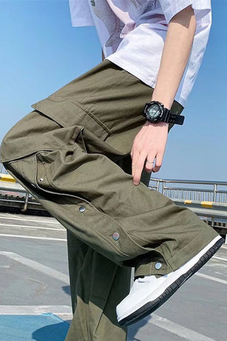 Loose Cargo Pockets Straight Casual Men Pants