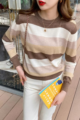 O-Neck Striped Casual Slim Sweater