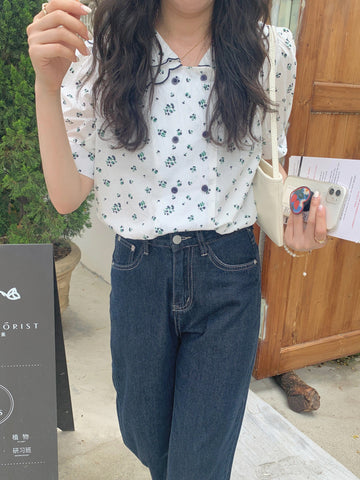 Retro Florals Peter Pan Collar Summer Shirt