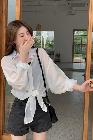 Vintage See Through Transparent Loose Shirt