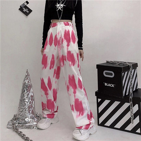 High Waist Casual Tie Dye Pants