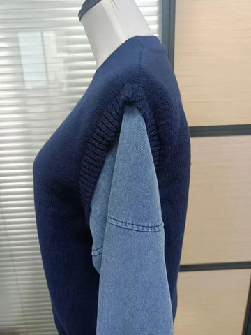 Long Sleeved Denim Casual Sweatshirt