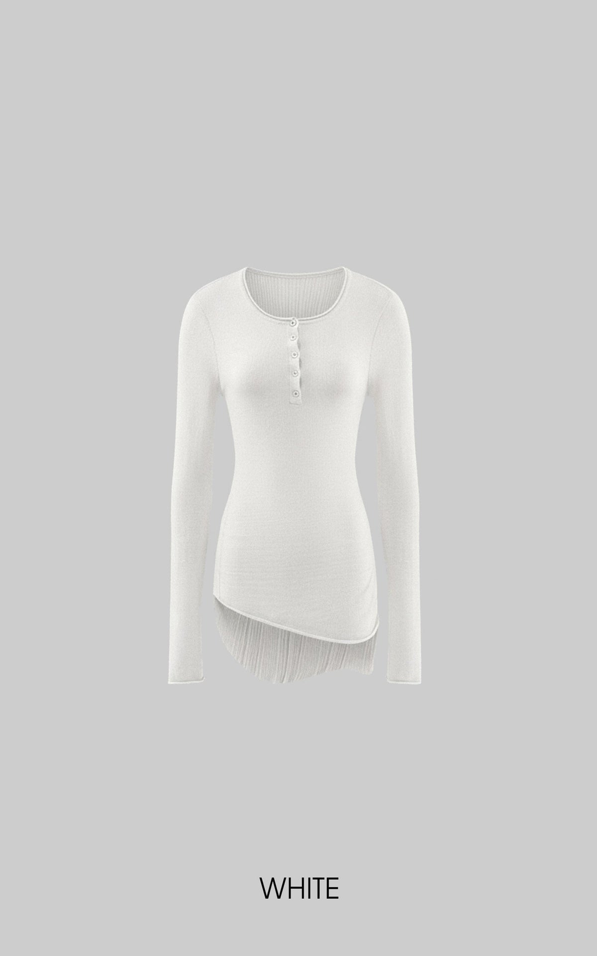 White Fitted Asymmetric Hem T-Shirt