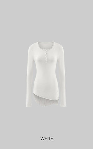 White Fitted Asymmetric Hem T-Shirt
