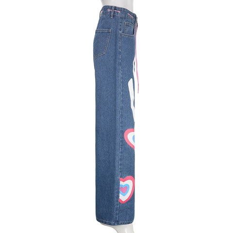 Y2K Indie Girl Herz Baggy Jeans