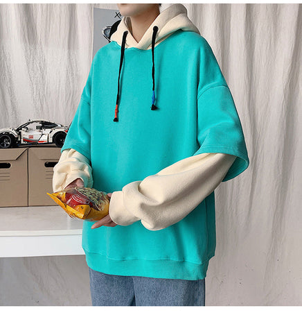 Sudadera con capucha de hip hop de dos piezas falsa 