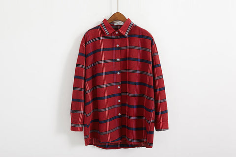 Camisa de manga larga con patchwork de colores a cuadros 