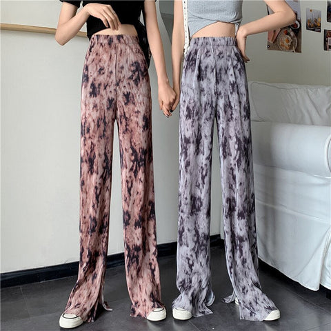 Sexy Wide Leg Elastic Tie Dye Long Pants