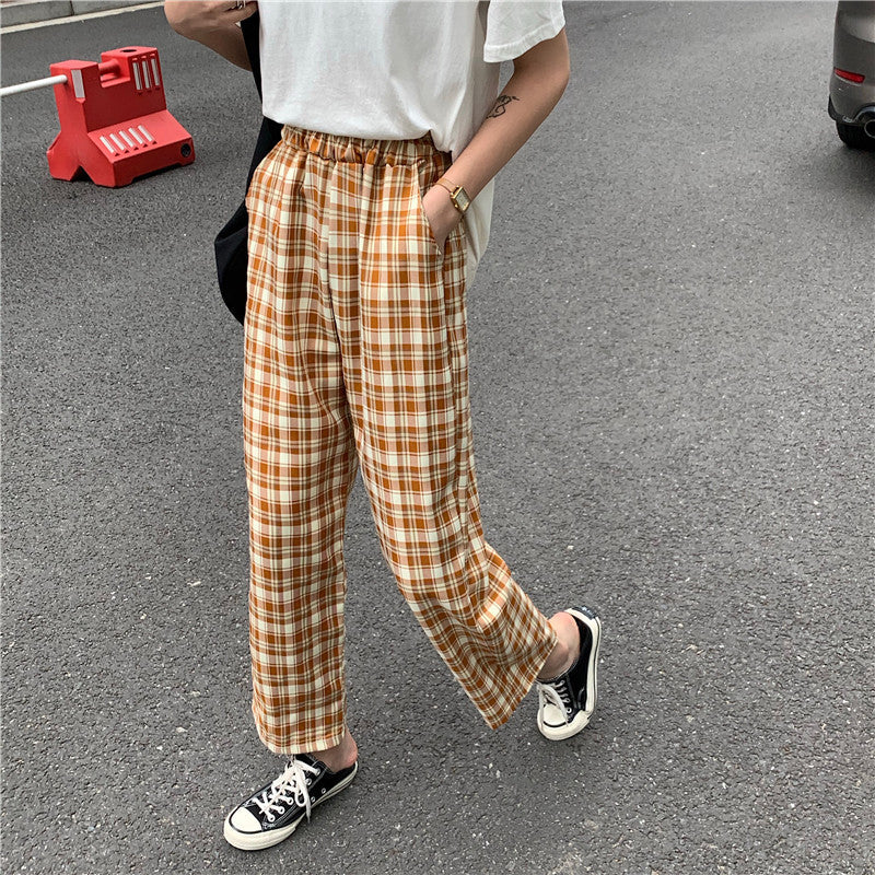 High Waist Colorful Plaid Pants