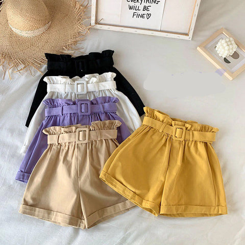 Belted Casual Elastic Summer Shorts