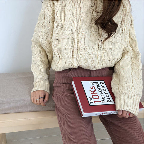 High Waist Sweet Color Corduroy Long Pants