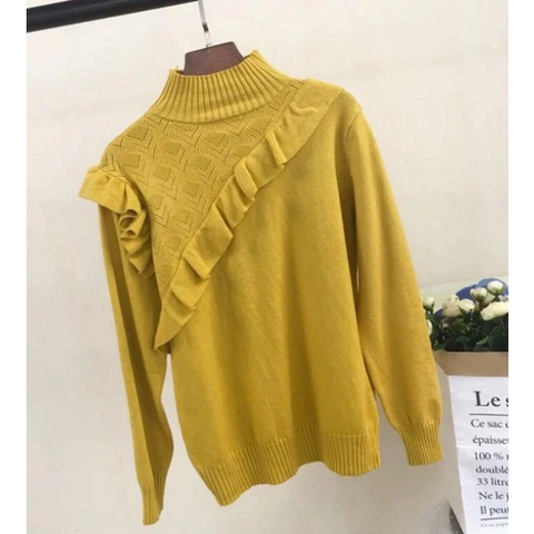 Eleganter Rollkragenpullover mit Rüschen