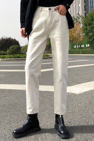 4 Colors Elastic Waist Long Jeans Pants