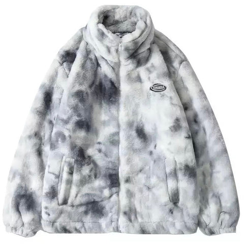 Chaqueta de piel sintética con efecto tie-dye 