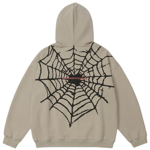 Sudadera con capucha y cremallera de telaraña