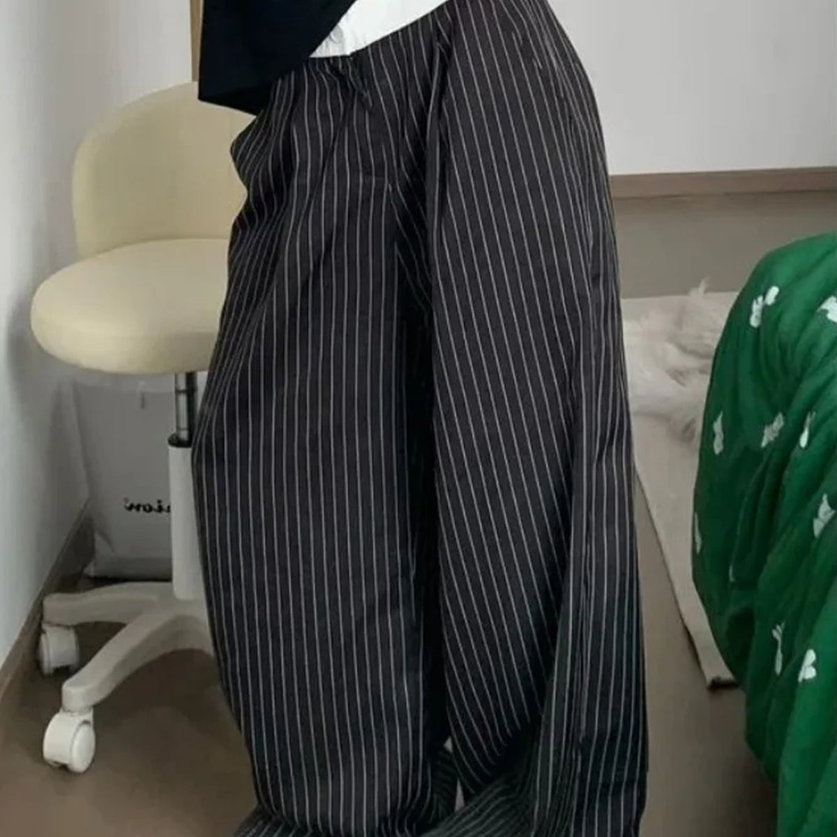 Grey Wide Leg Pants - Y2K-Inspired, Casual Loose Fit, Non-Stretch Polyester, Machine Washable for Women