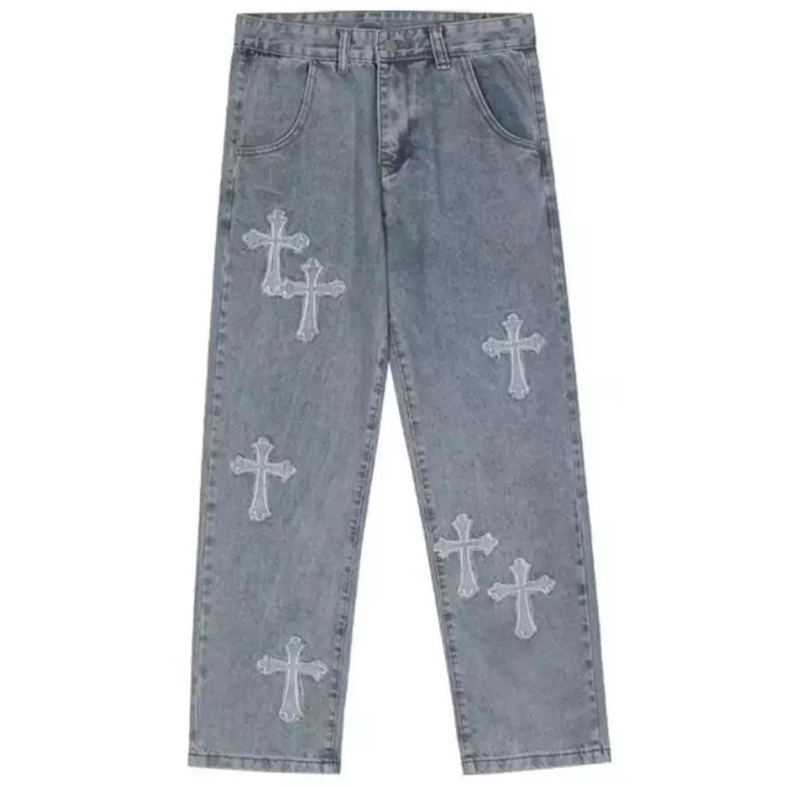 Jeans mit gekreuzten Patches 