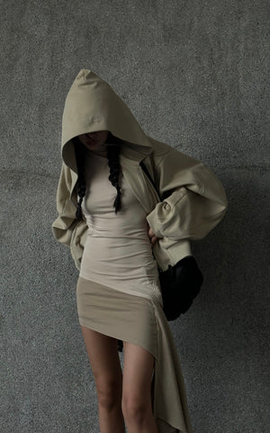 Asymmetrical vest with skirt & pleated skirt set