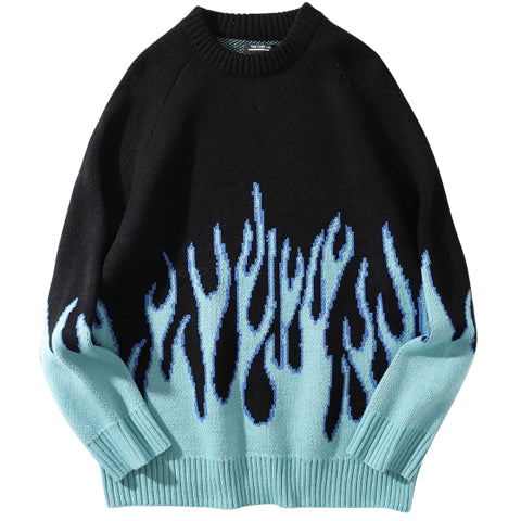 Blaues Flammen-Sweatshirt