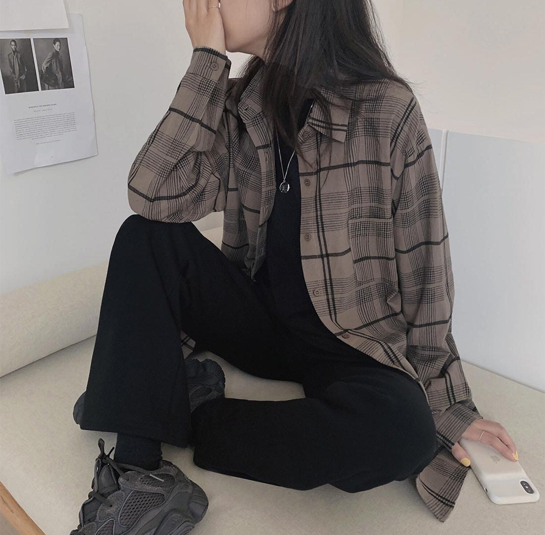 Oversize Plaid Flannel Shirt