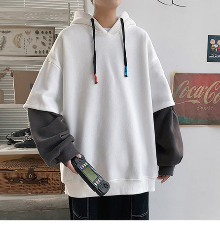 Sudadera con capucha de hip hop de dos piezas falsa 