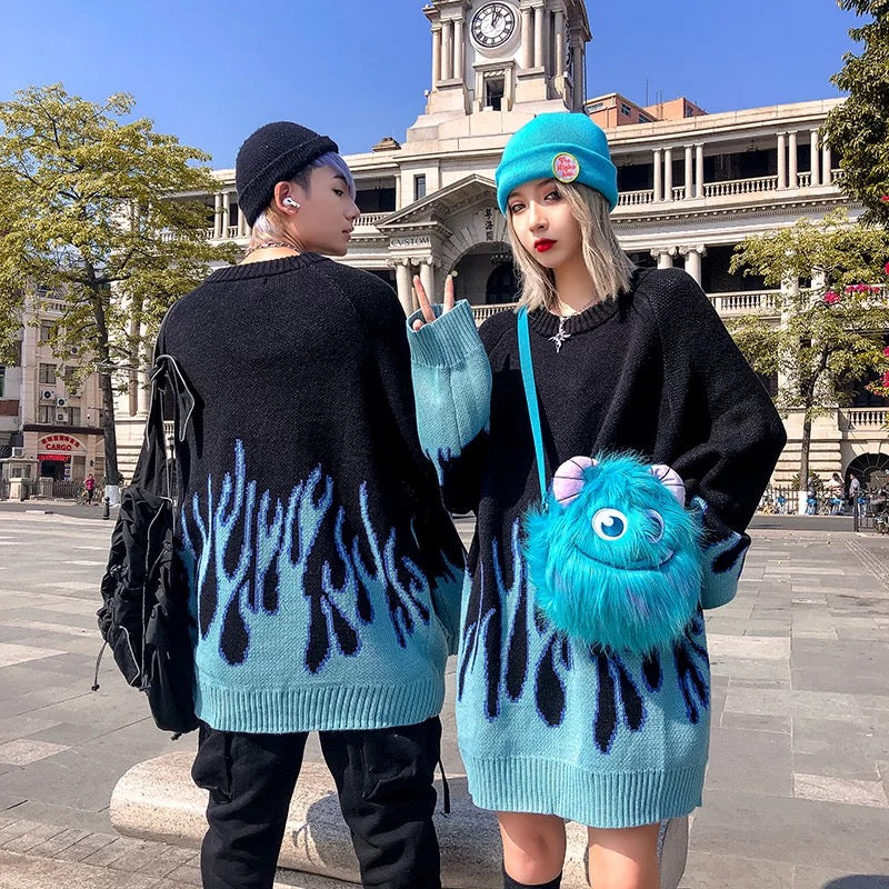 Sudadera con llama azul