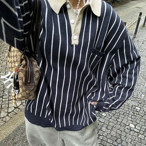Preppy Style Loose Sweatshirt Y2k Streetwear Patchwork Full Sleeve Turn-down Neck Hoodies Casual Vintage Pullovers